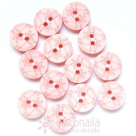 Flores talladas en rosa suave 15 mm