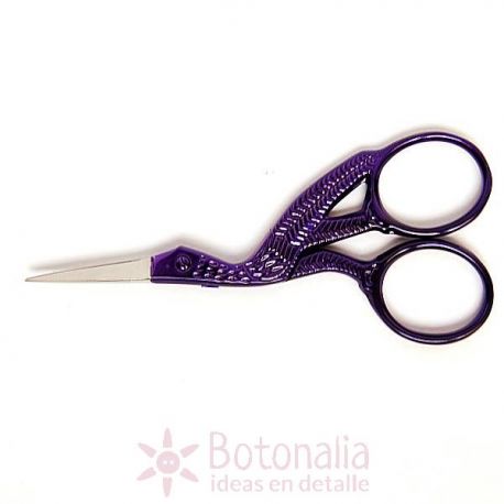 Decorated embroidery scissors - Purple stork