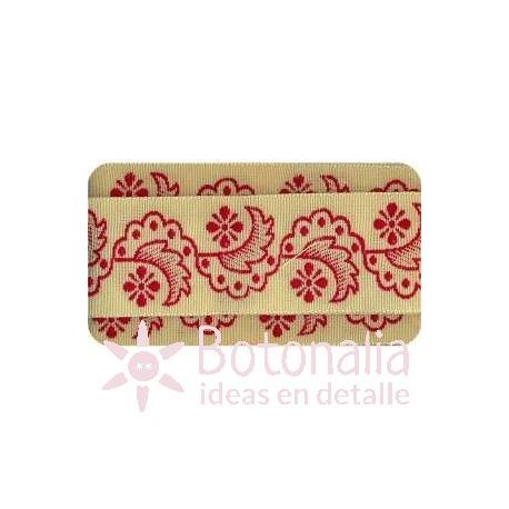 Sajou - Embroidered Ribbon flowers in red