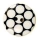 Black button with a polka dot design in white 18 mm.